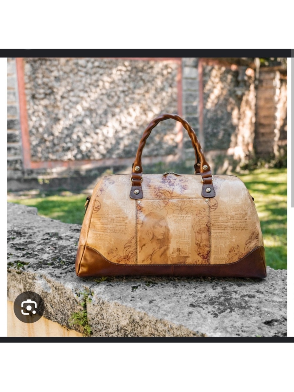 Patricia Nash Tan & Brown Printed Leather Duffel